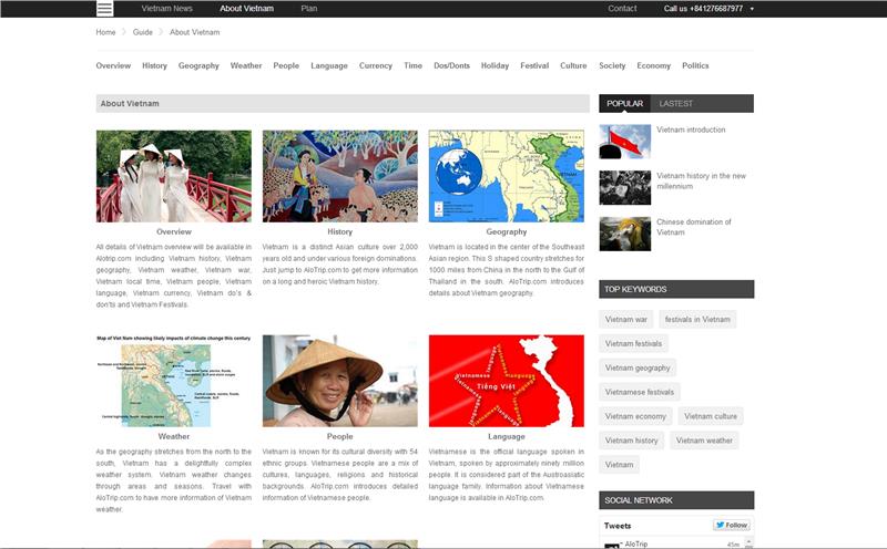 AloTrip.com releases menu About Vietnam