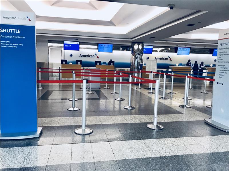 American Airlines check in counter at the airport