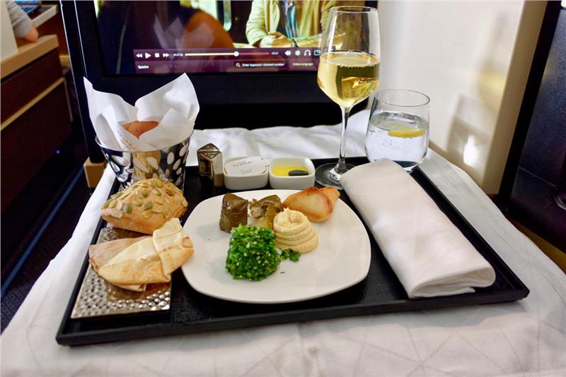 Etihad Airways meal service on A380-27