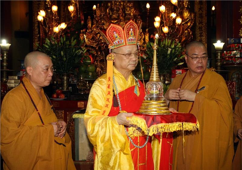 Thich Thanh Nha Monk at the praying ceremony
