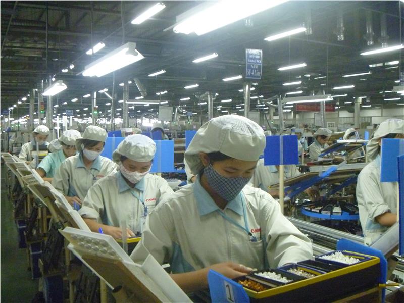 Workers in a Canon factory in Hanoi
