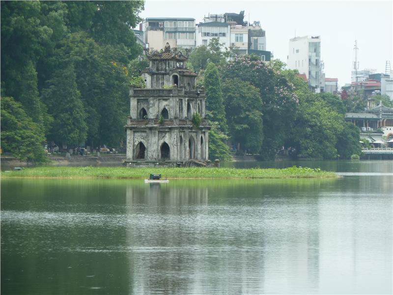 Turtle Tower in Hoan Kiem Lake 