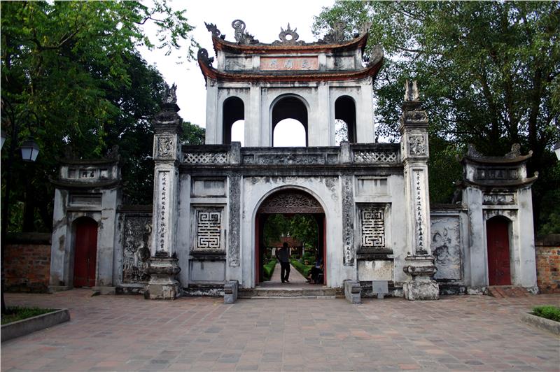 Gate into Temple of Literature in Hanoi