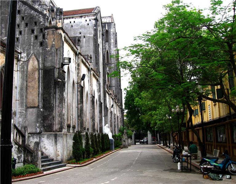 Back alley of St. Joseph Cathedral in Hanoi