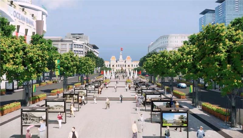 Plan of Nguyen Hue pedestrian square