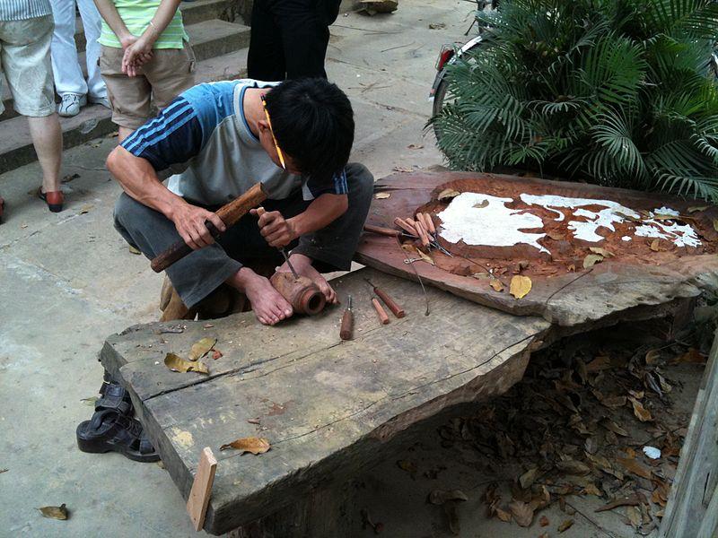 A woodworker of Kim Bong Carpentry Village