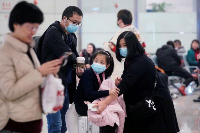 Passengers are using masks at the airport