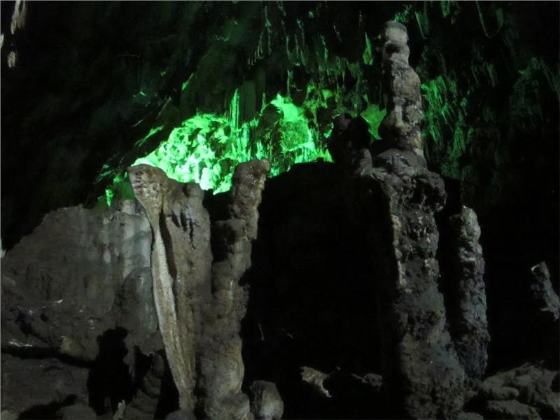Stalagmites inside Chieu Cave