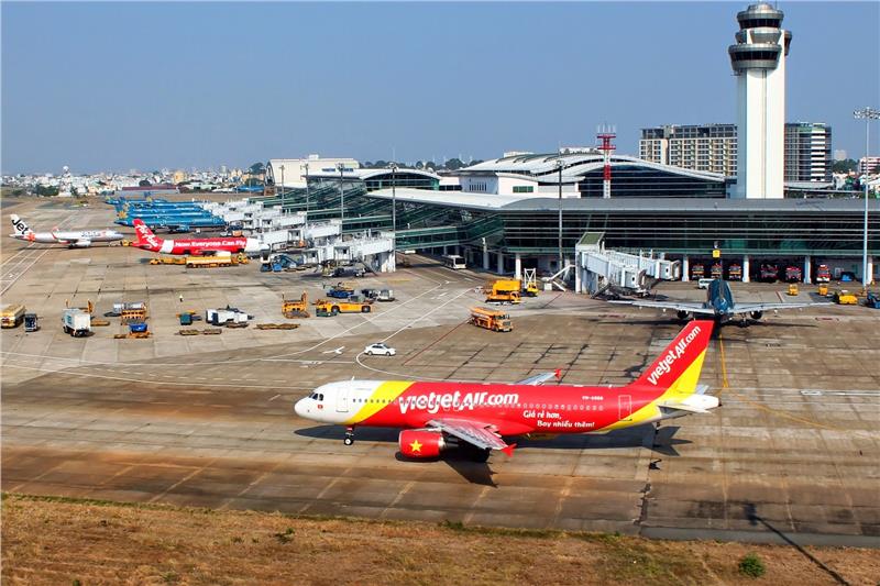 Vietjet aircraft at Tan Son Nhat International Airport