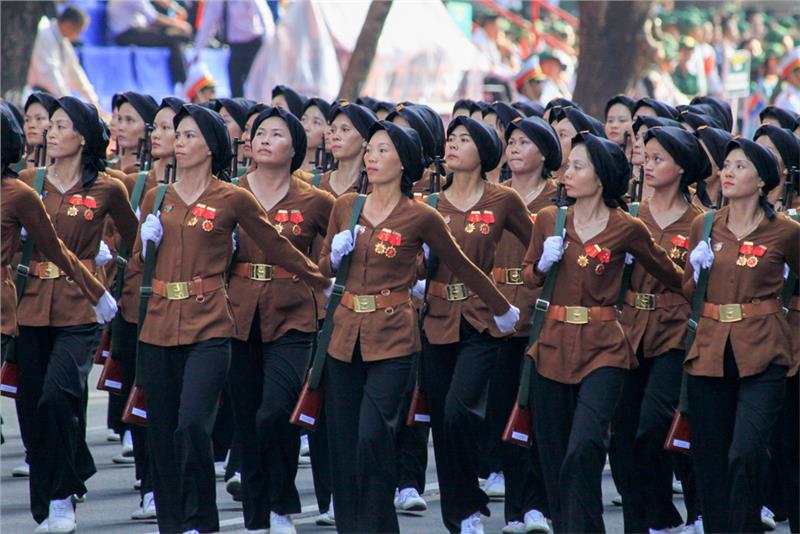Parade of Vietnamese northern women soldiers