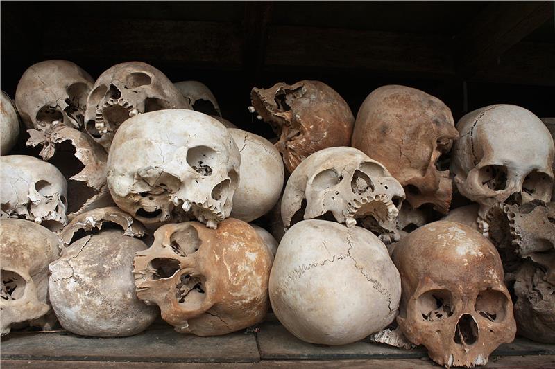 Skulls of the victims of the Khmer Rouge