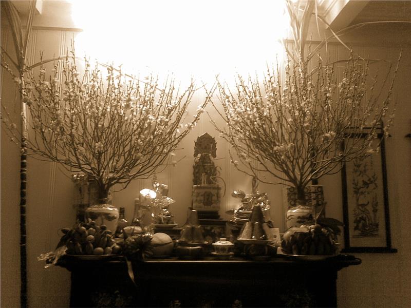 Ancestors Altar in North Vietnam Tet Holiday
