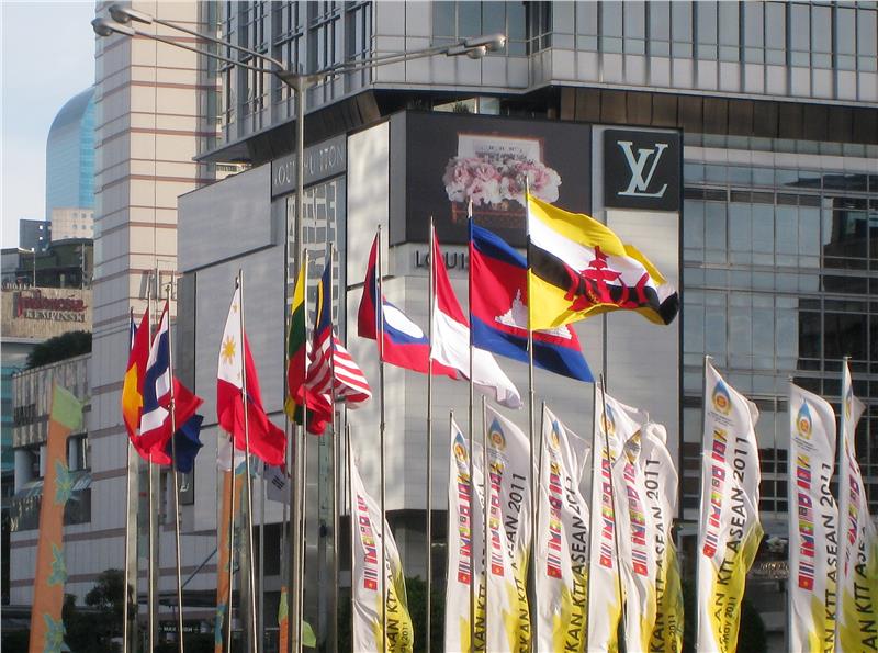 ASEAN Nations Flags in Jakarta