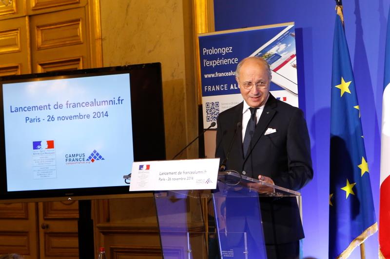 Laurent Fabius at the opening ceremony of France Alumni