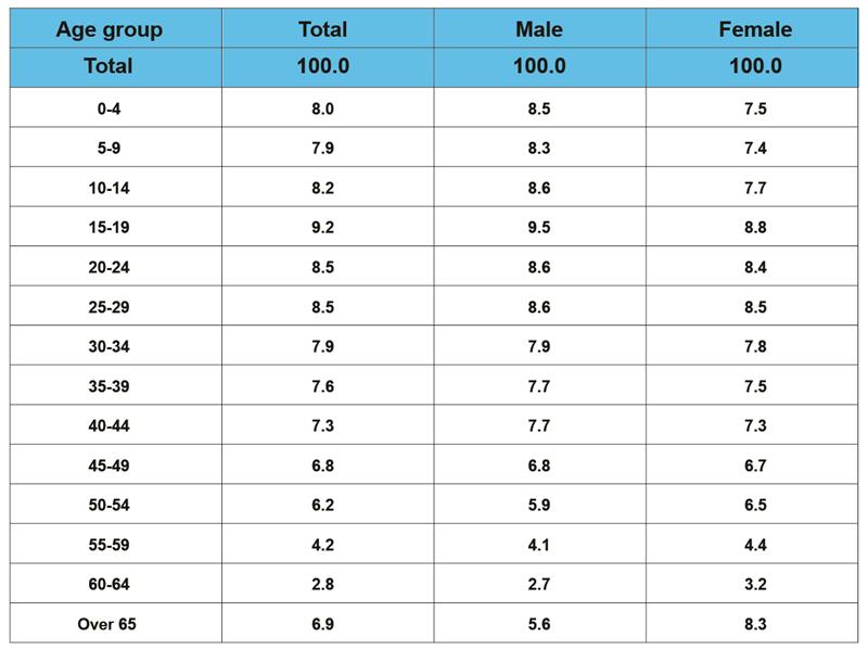 Population structure by gender and age group