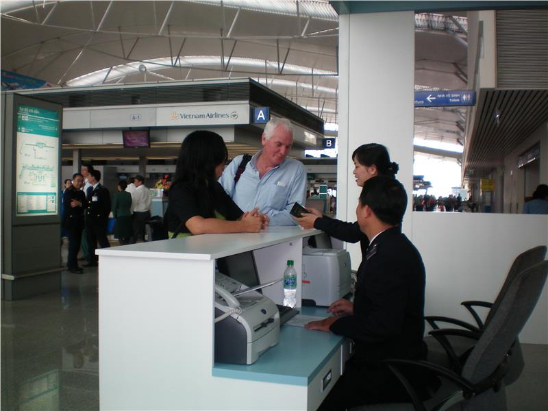 Foreign tourists at Tan Son Nhat Airport