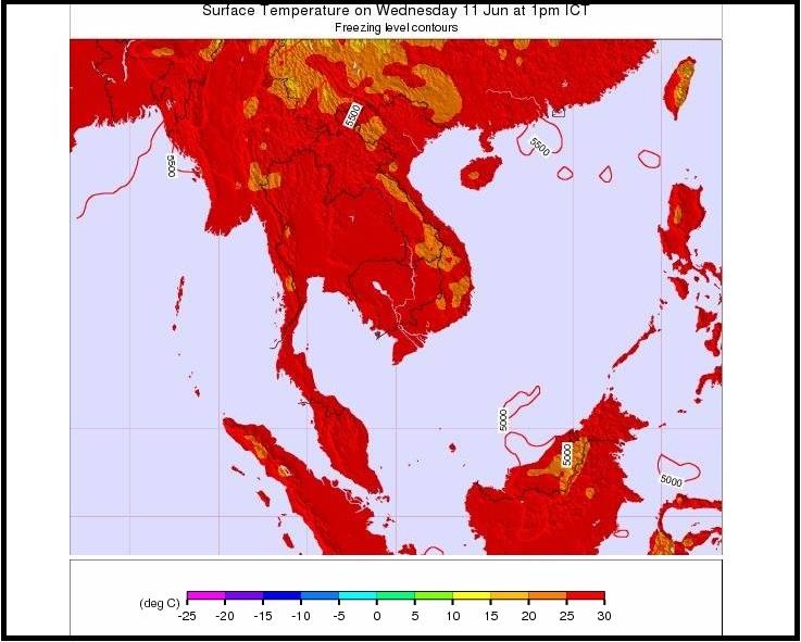 Surface Temperature on a random day in Vietnam
