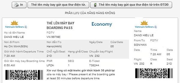 Check vé máy bay Vietnam Airlines